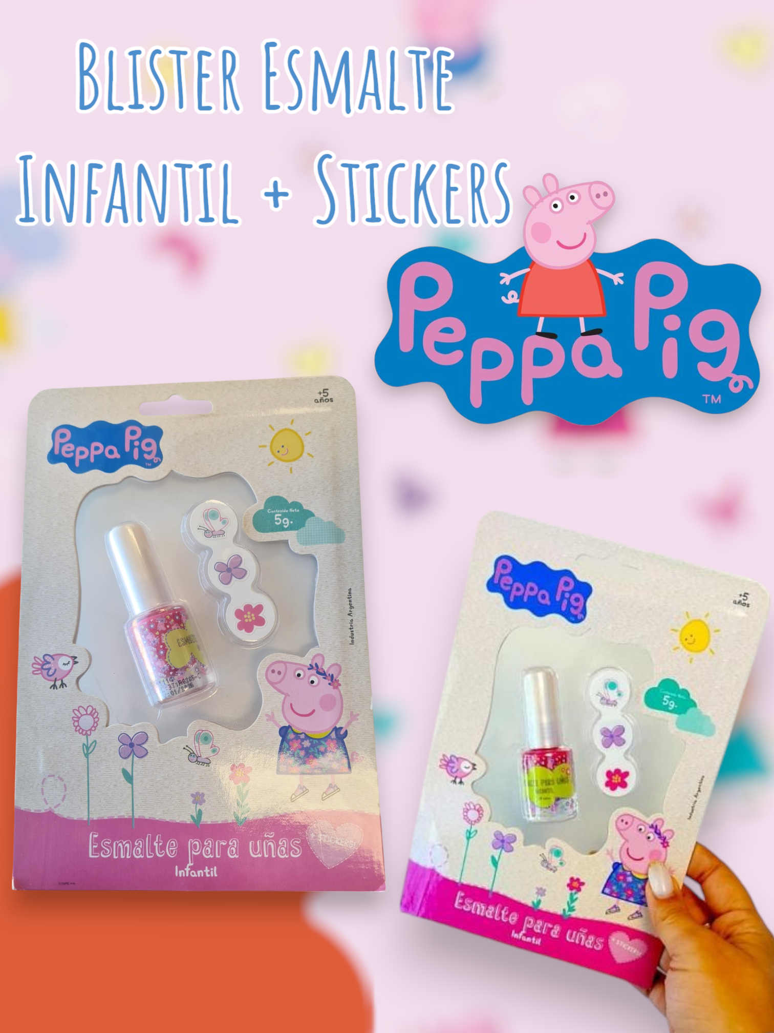 Blister Esmalte Infantil + Stickers PEPPA PIG