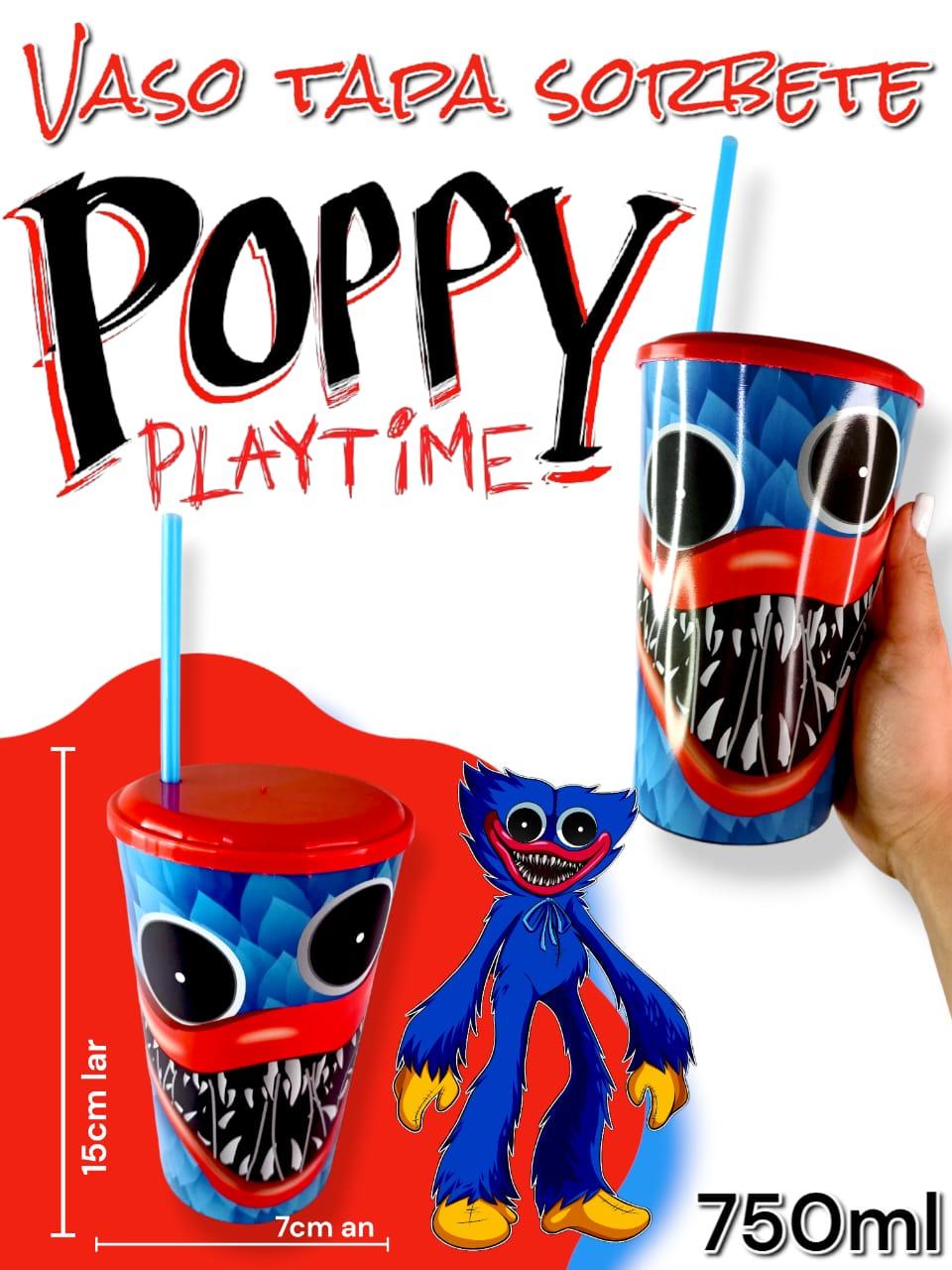 Vaso POPPY PLAY TIME CON TAPA Y SORBETE 750ml