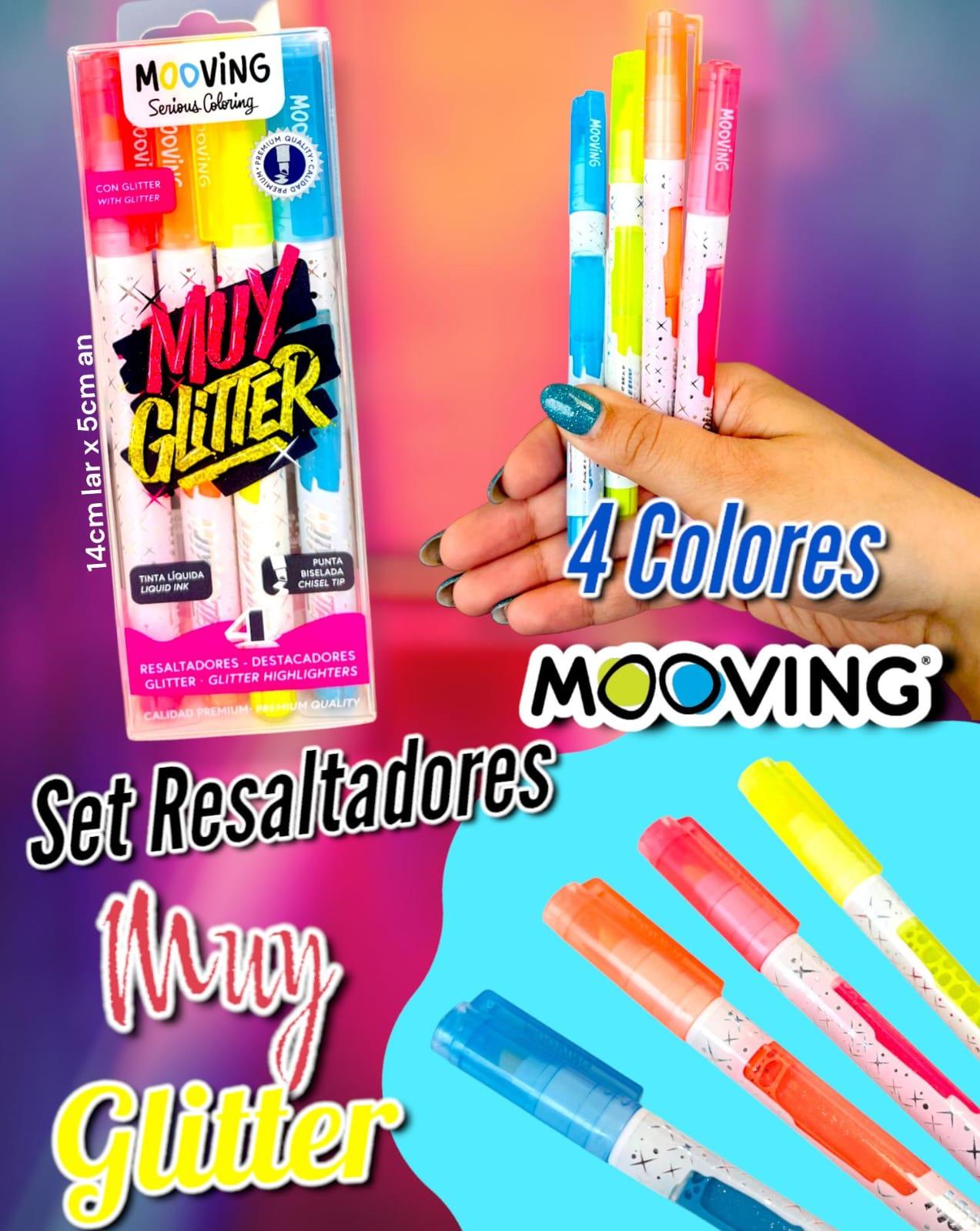 SET RESALTADORES MUY GLITTER X4