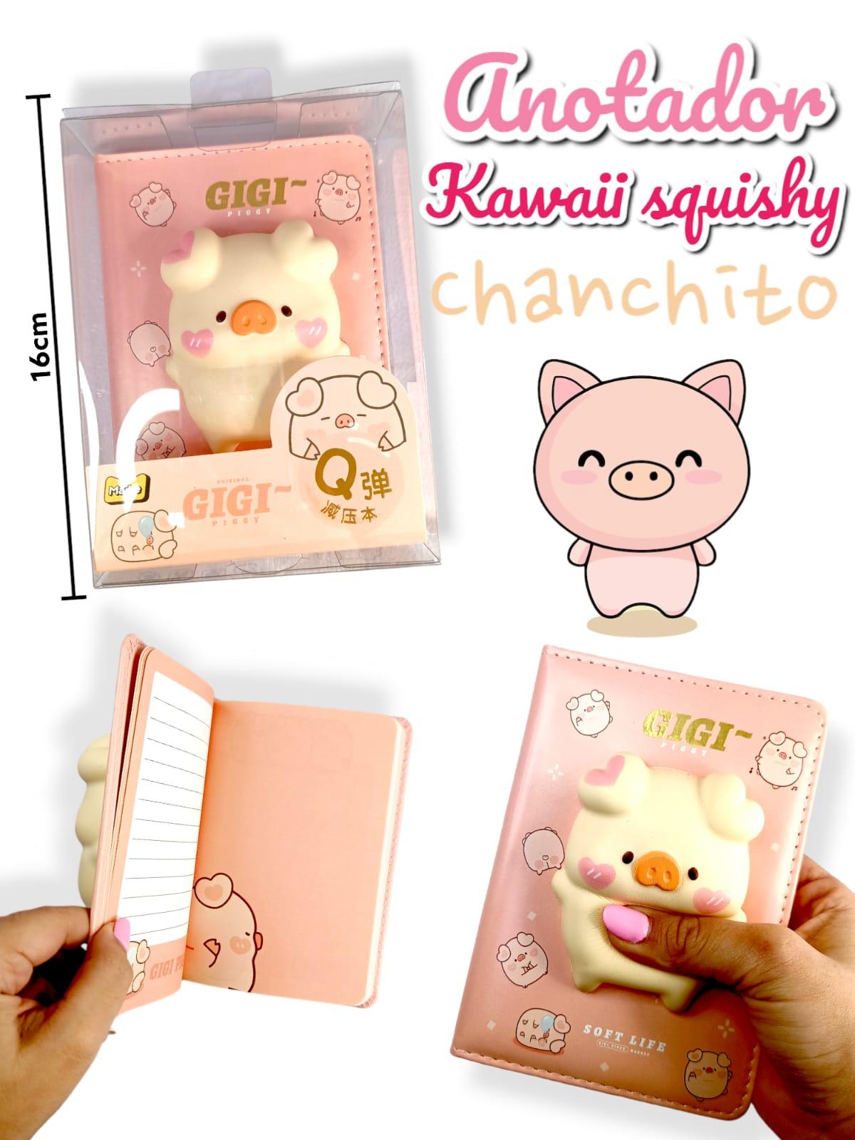 Anotador A6 Kawaii con chancho squiishy