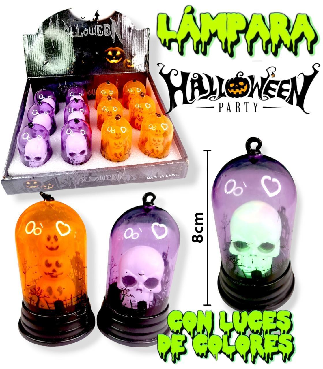Mini LAMPARA DECO HALLOWEEN Con Luces de Colores 8cm