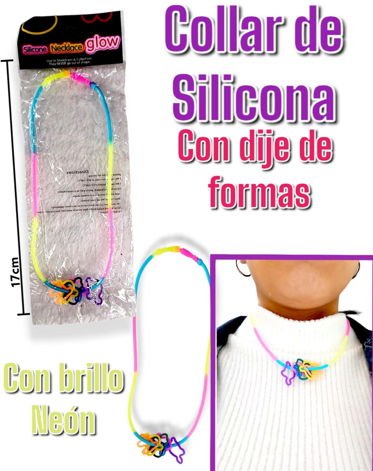 Collar de Silicona Con Dije de Formas 17cm