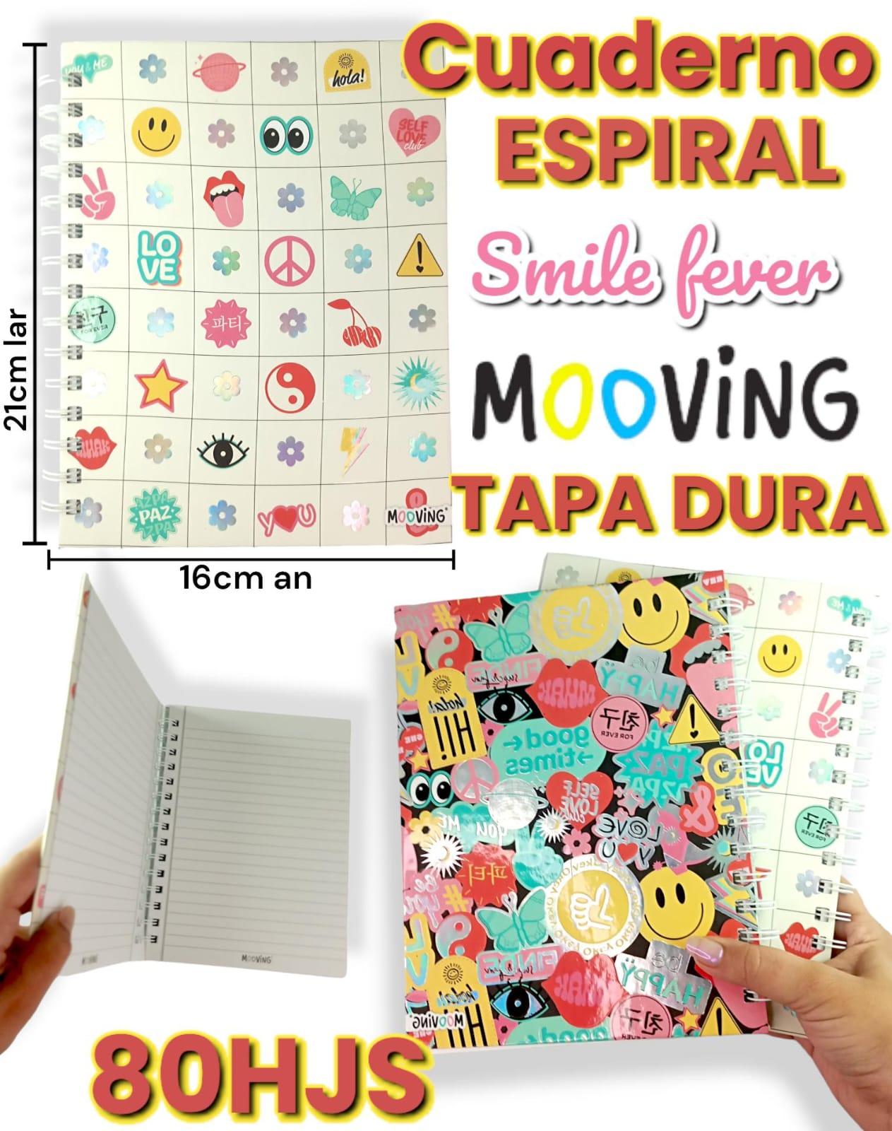 CUADERNO ESPIRAL TAPA DURA 80 HJS. SMILE FEVER