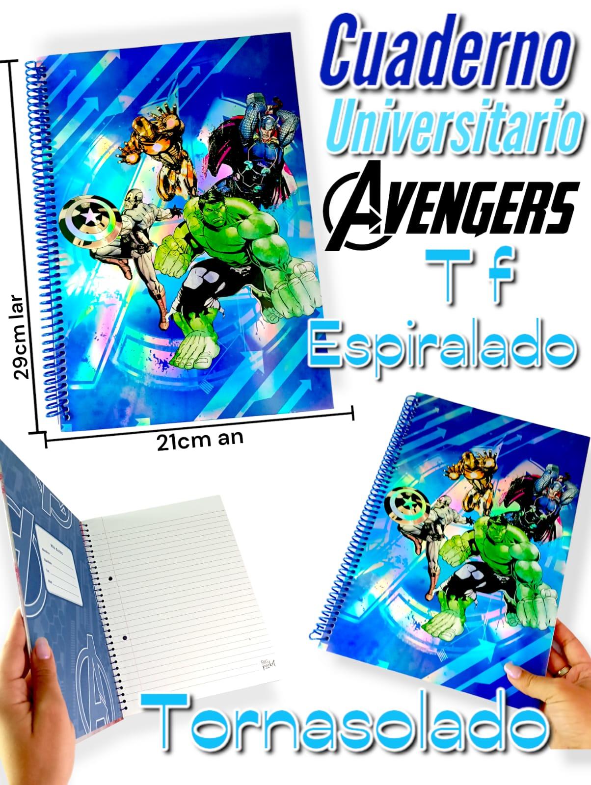 CUADERNO UNIVERSITARIO Tapa Flex ESPIRALADO AVENGERS