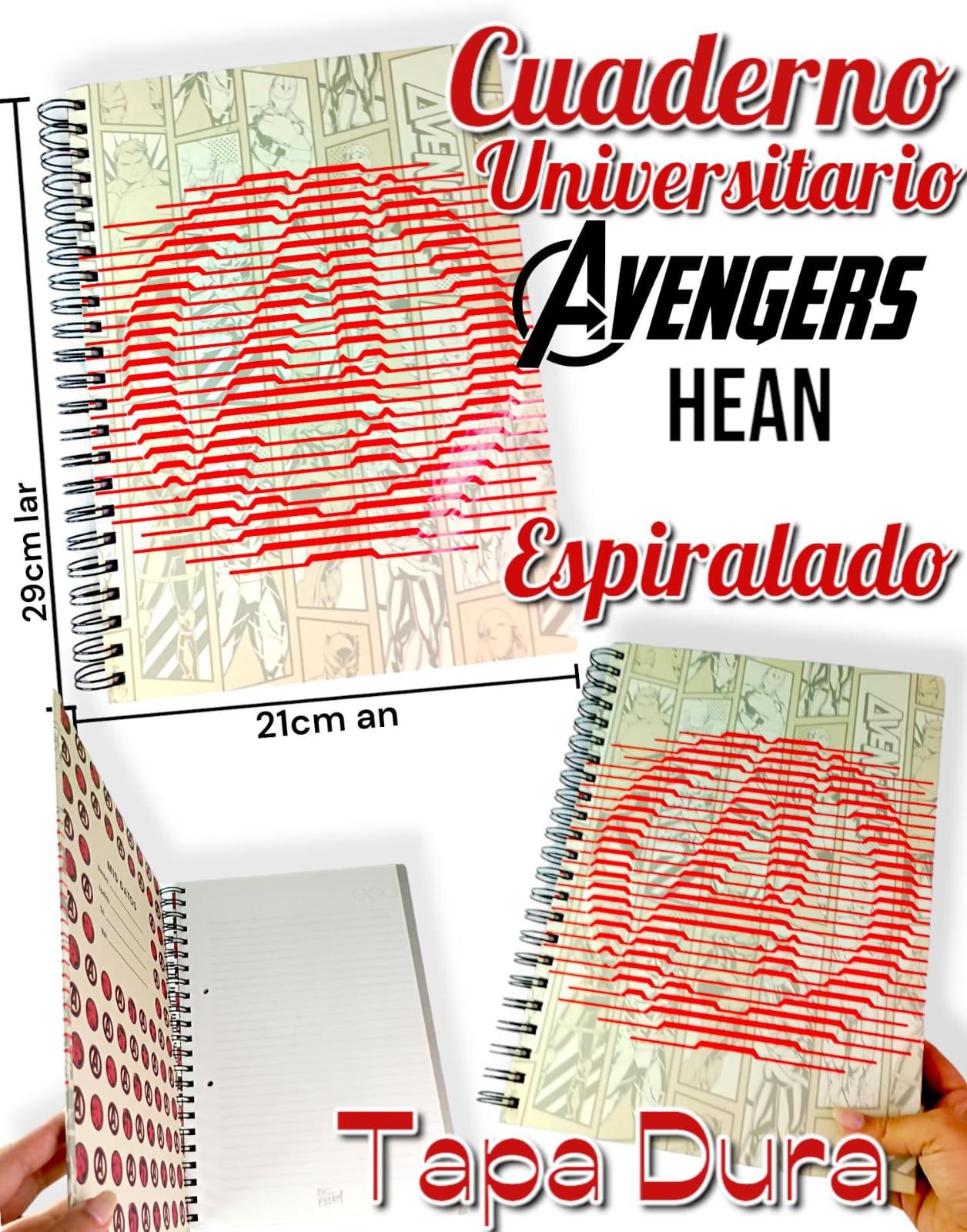 CUADERNO UNIVERSITARIO TD AVENGERS HEAN