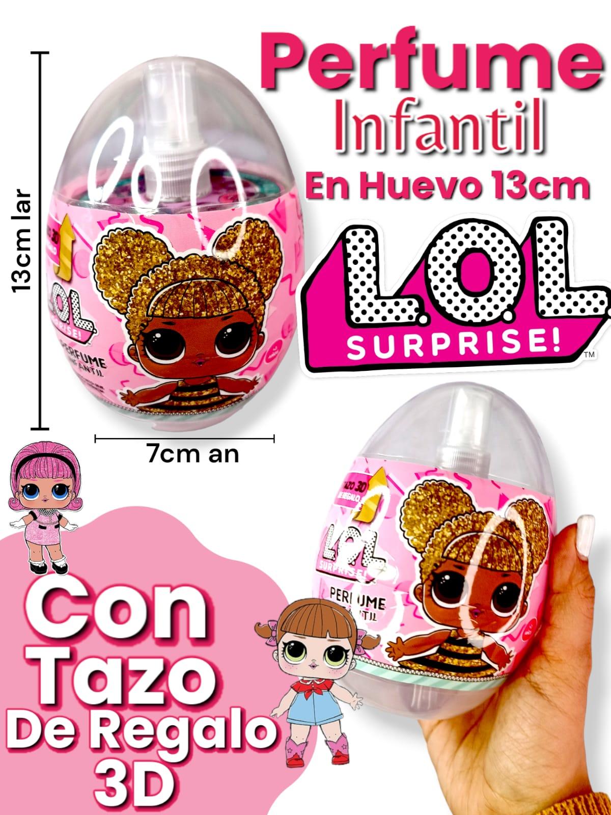 Perfume 50 ml en huevo grande LOL + Tazo 3D ( Huevo 13 cm )