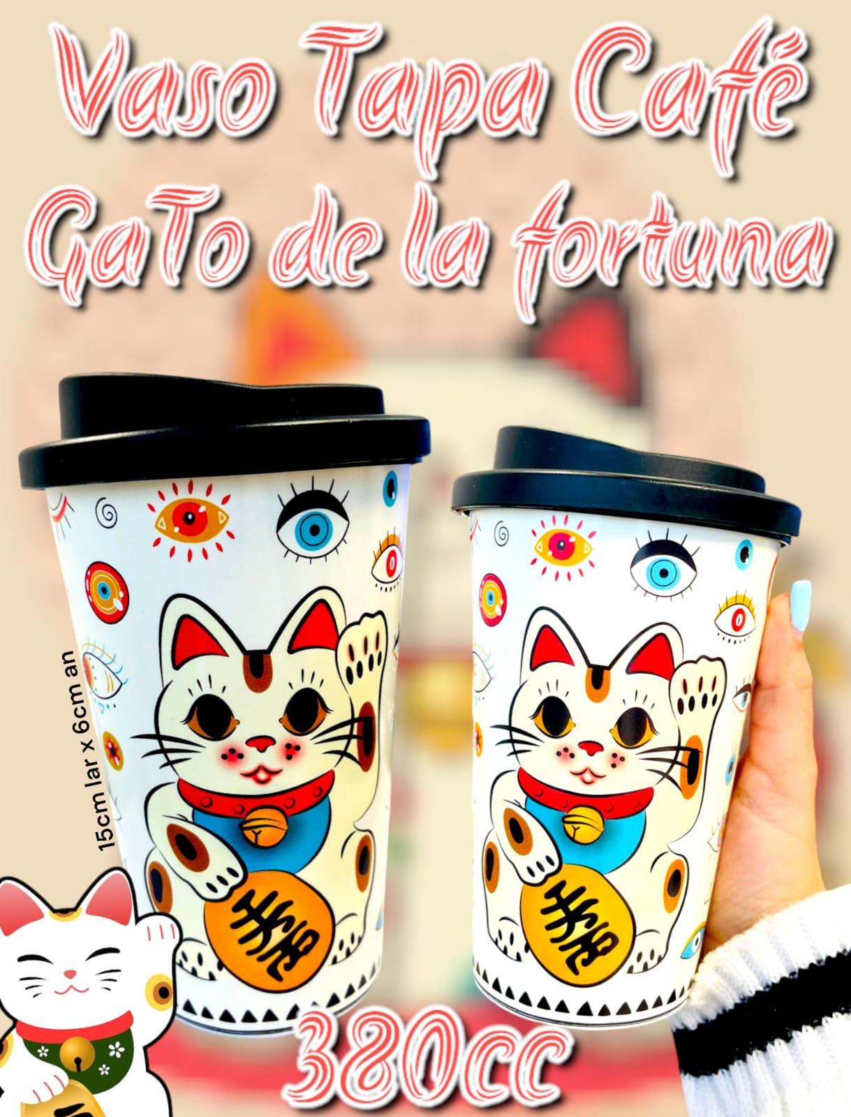 Vaso Tapa Cafe GATO DE LA FORTUNA 380cc