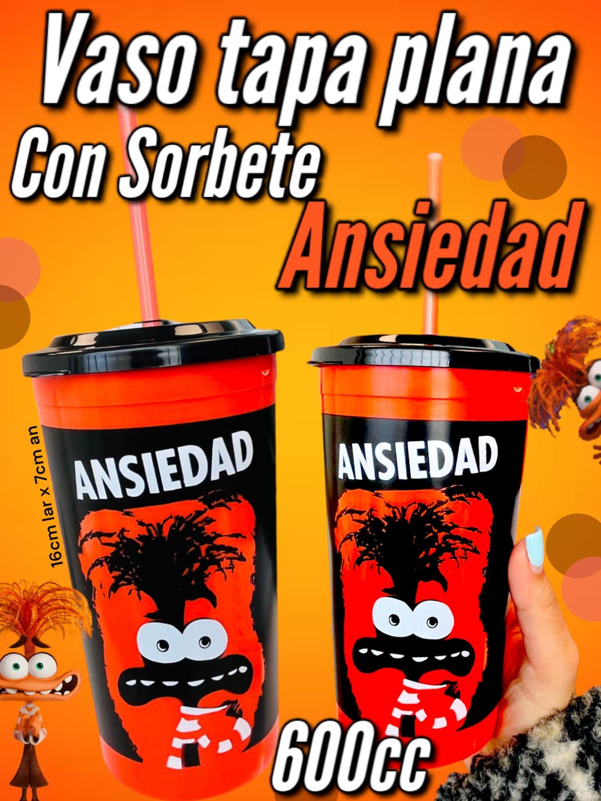 Vaso Tapa Plana con Sorbete ANSIEDAD INTENSAMENTE 2 600cc