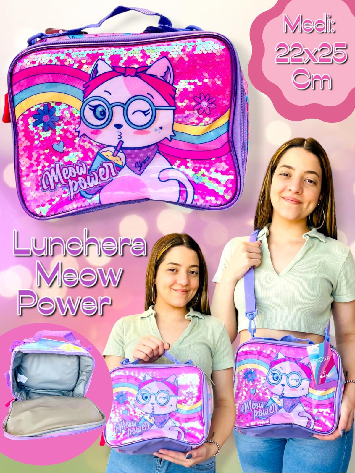 LUNCHERA MEOW POWER LENTEJUELAS GATITO (1 Compar)