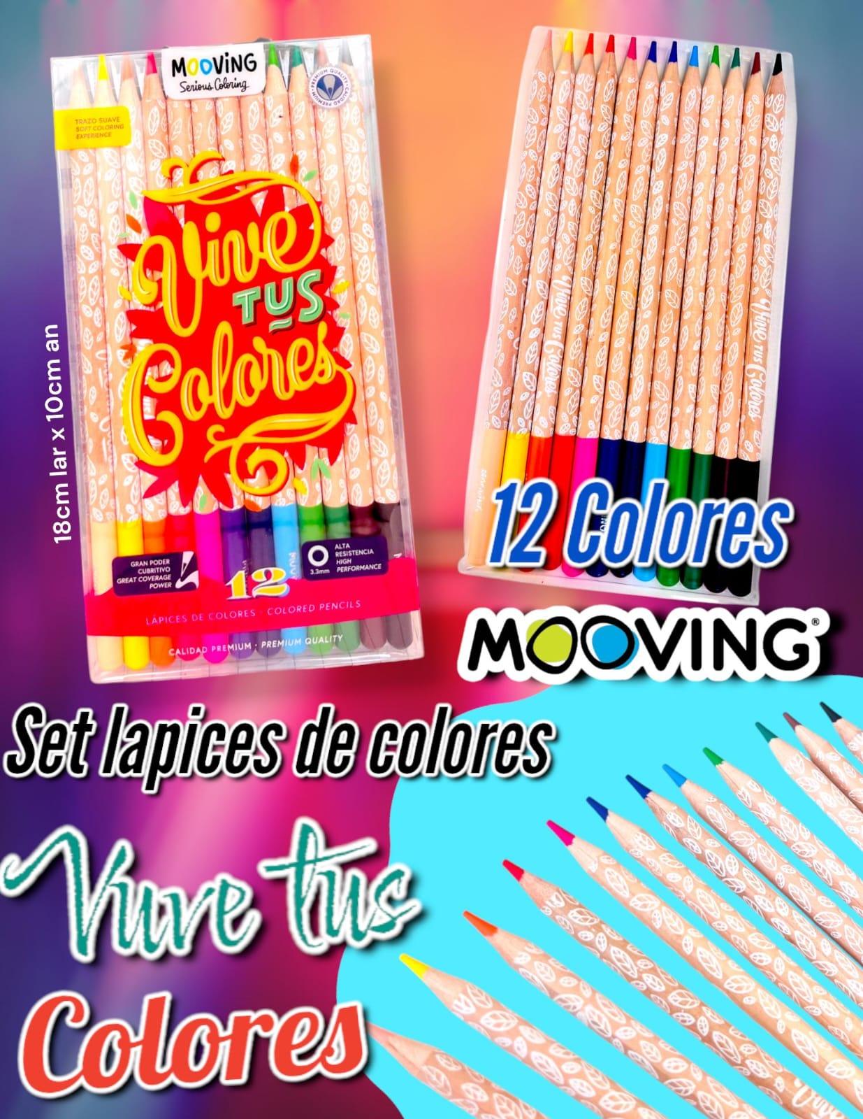 SET LAPICES DE COLORES VIVE TUS COLORES X 12 MOOVING