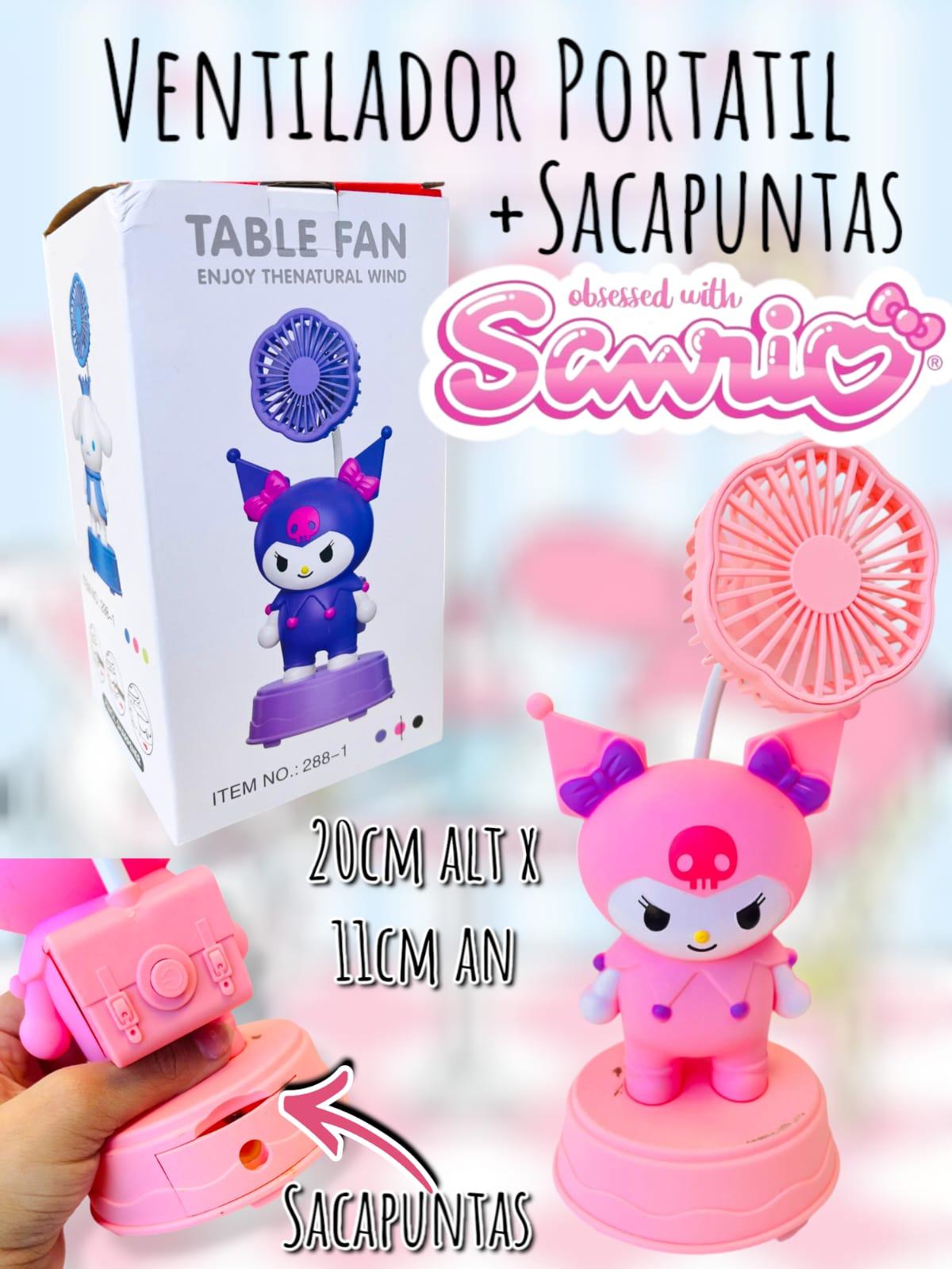 Ventilador Portatil + Sacapuntas Forma Kuromi 