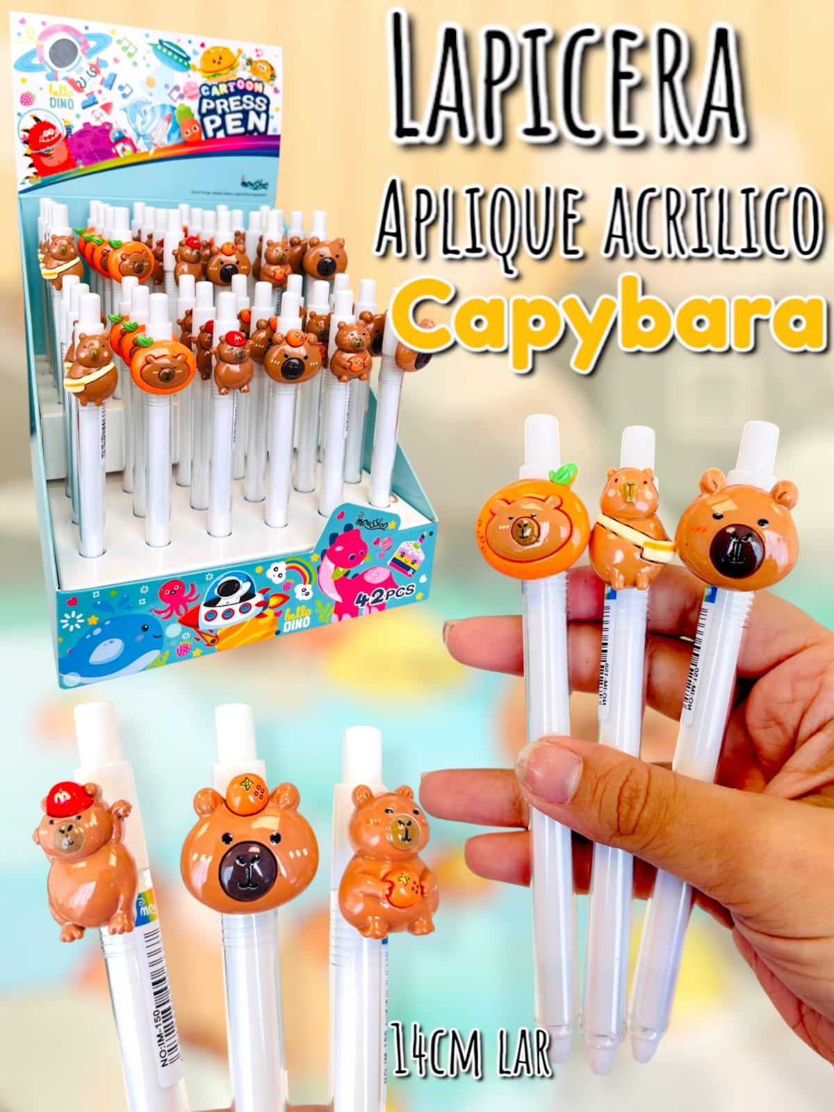 Lapicera Aplique Acrlico Capybara