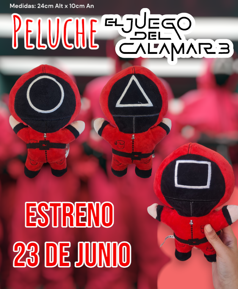 Peluche El Juego del Calamar 3 Importado Plush 24cm 