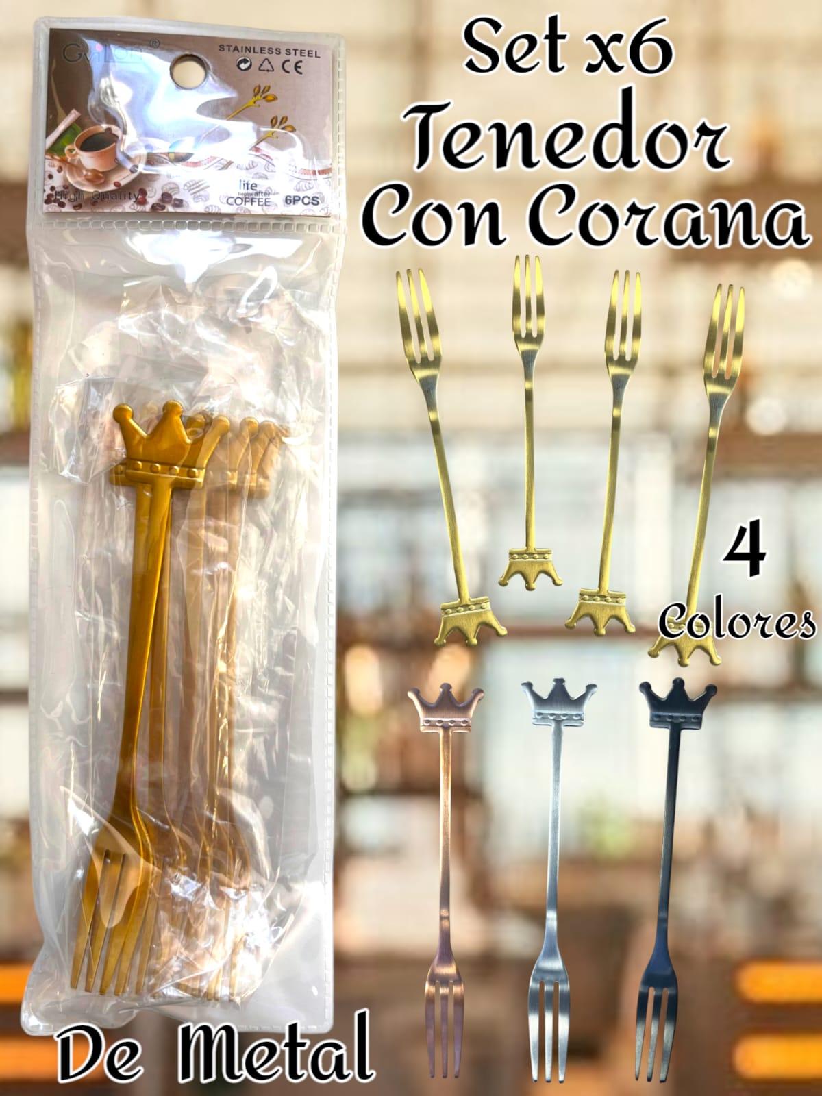 Set x 6 de Tenedor con Coronas 4 Colores