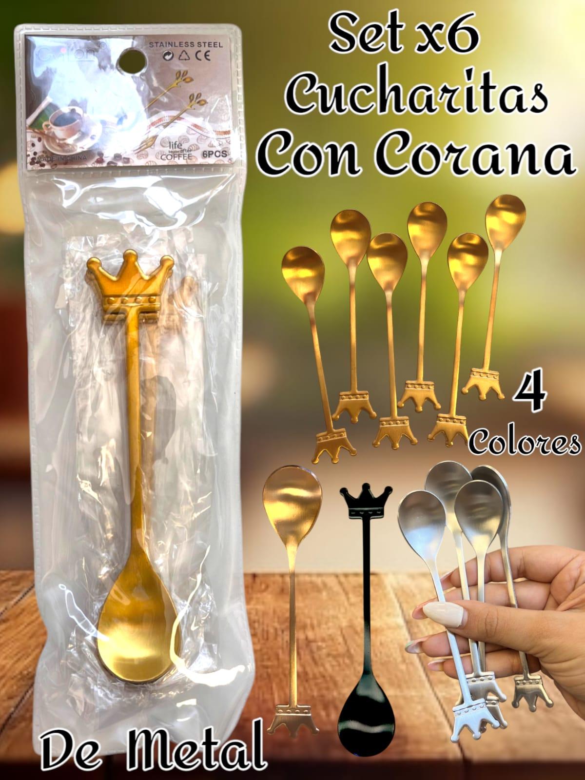 Set x 6 de Cucharitas con Coronas 4 Colores