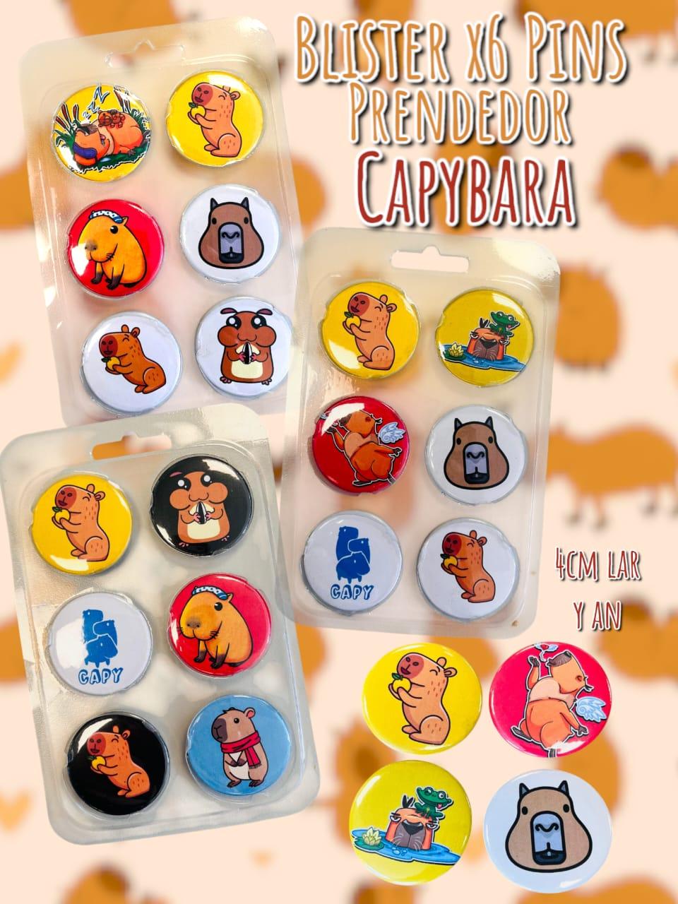 Blister de 6 PINS (Prendedor) Capybara