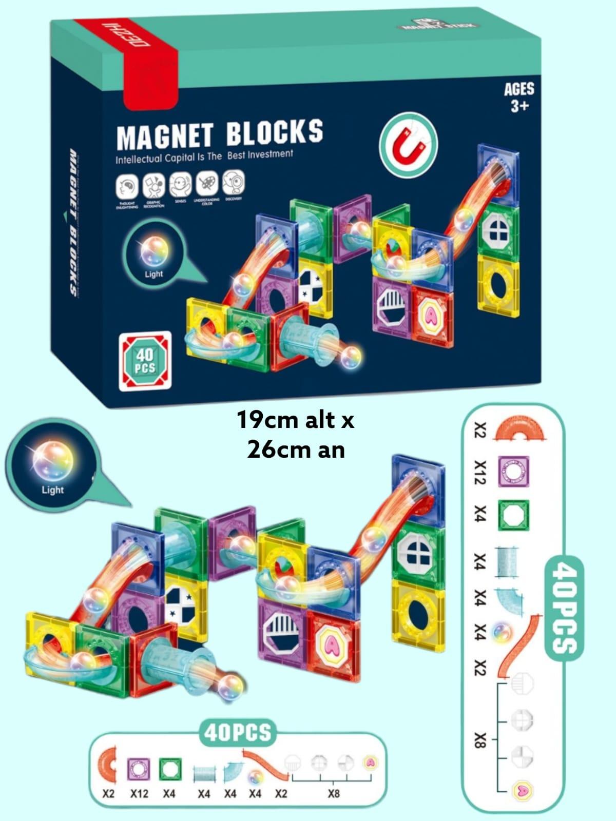 Bloques Magneticos OZ 40 Piezas Parque Con Luces