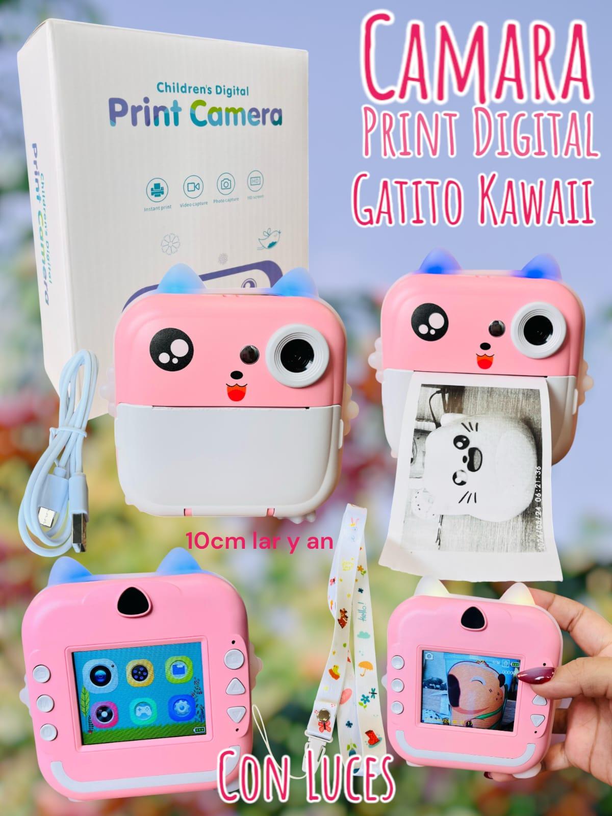 Camara Print Digital Gatito Kawaii con Luces