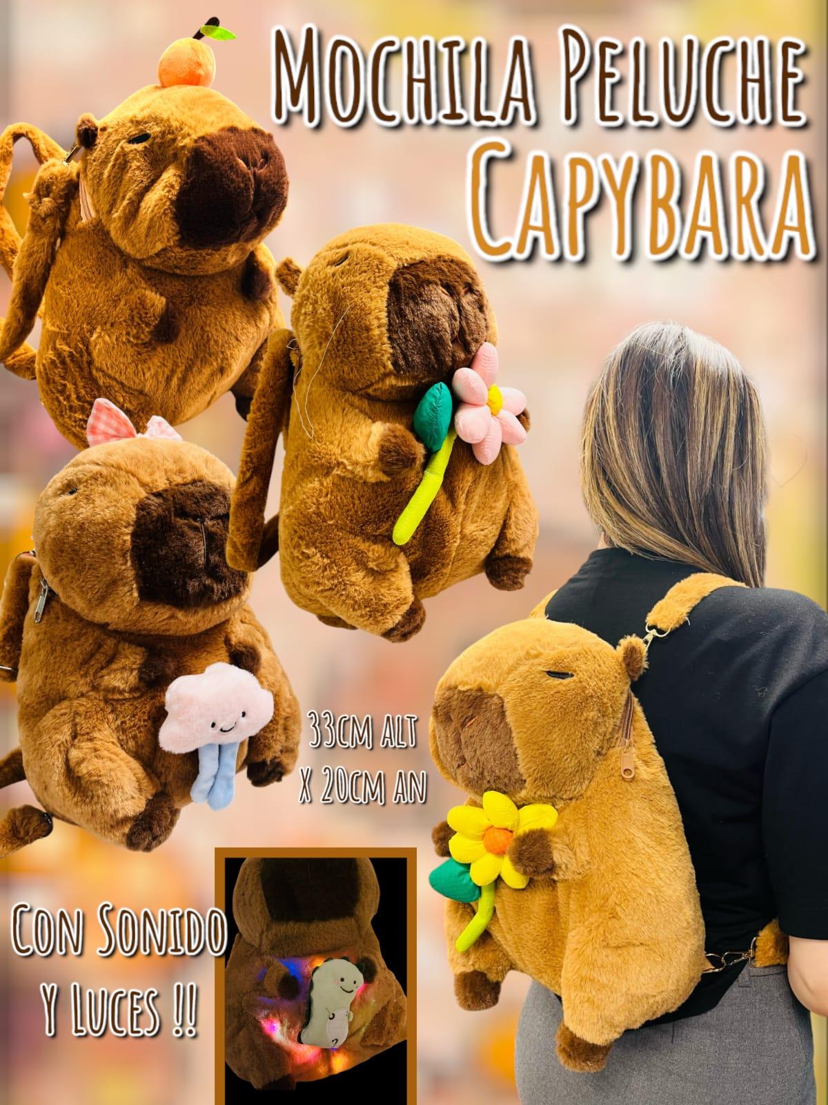 Mochila Peluche Capybara con Sonido y Luces 