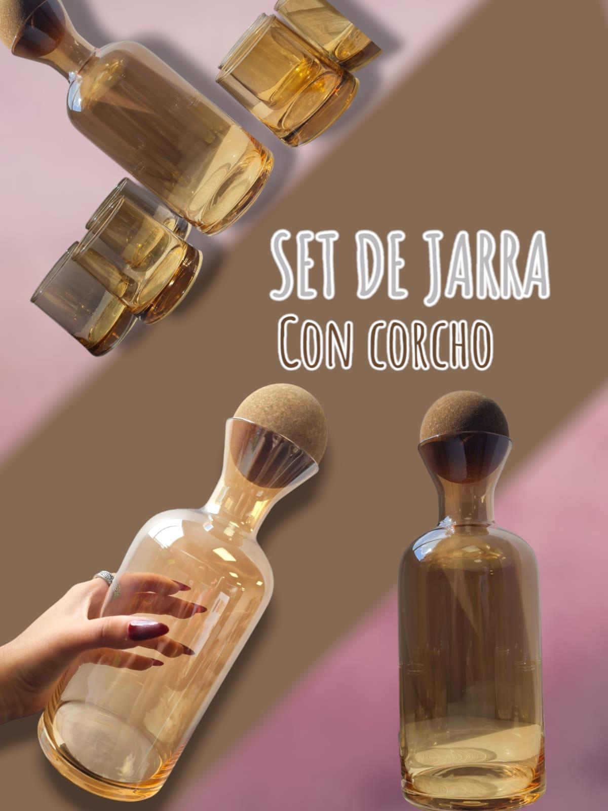 Set de Jarra con Corcho + 6 vasos