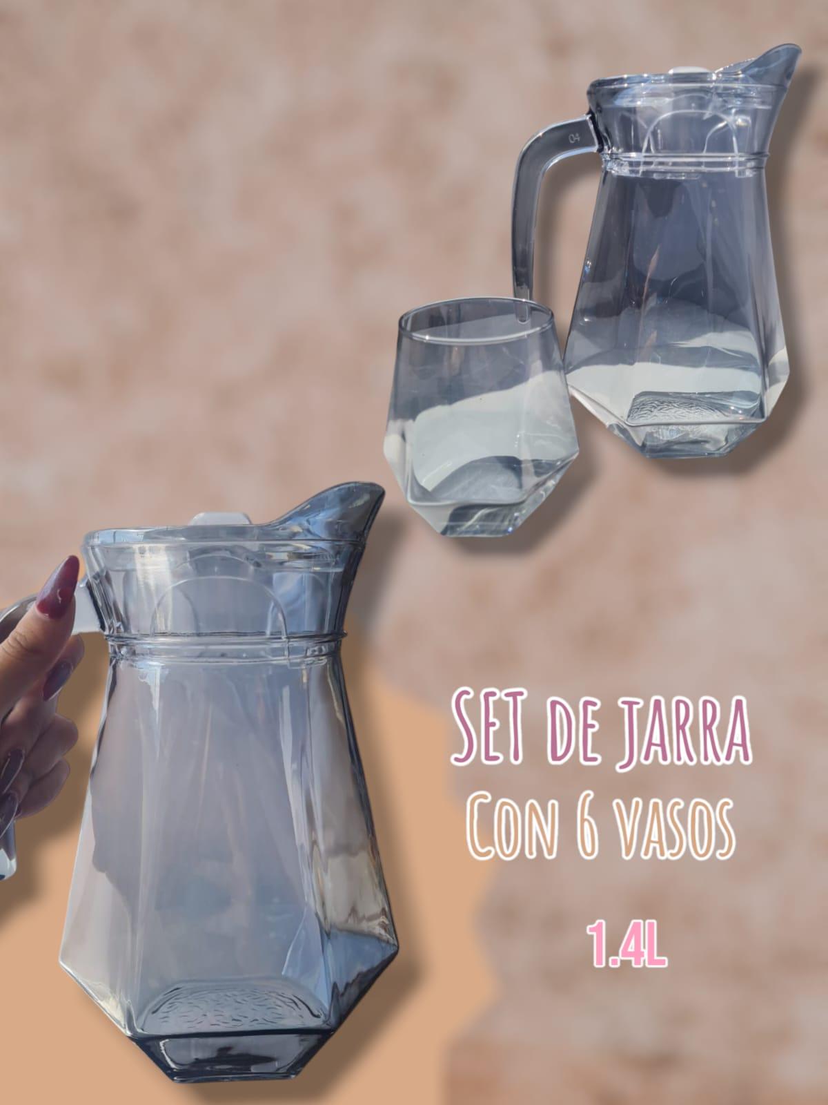 Set de Jarra 1.4 Litros Negra + 6 Vasos 
