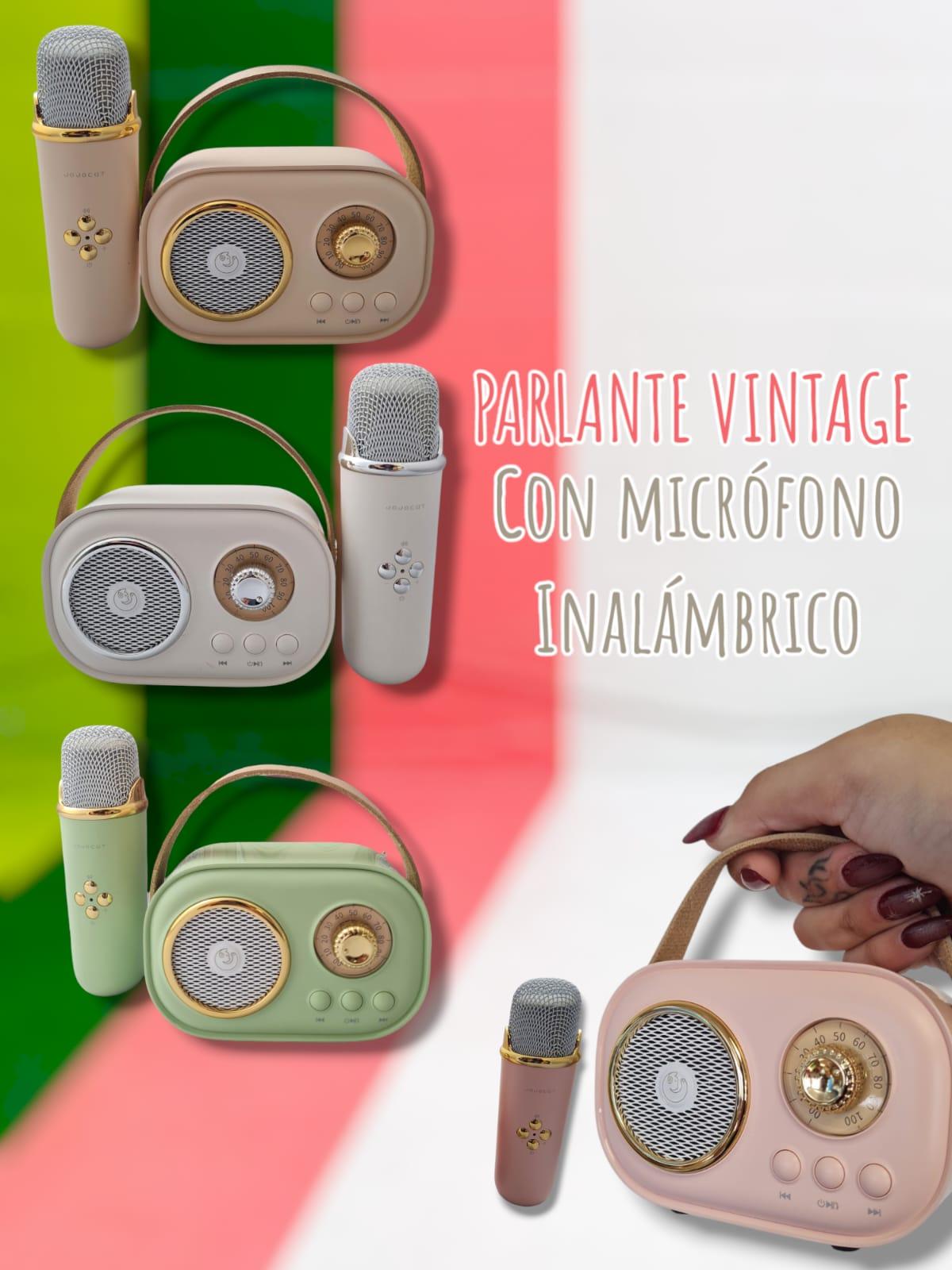 Parlante Vintage Con Microfono Inalambrico 
