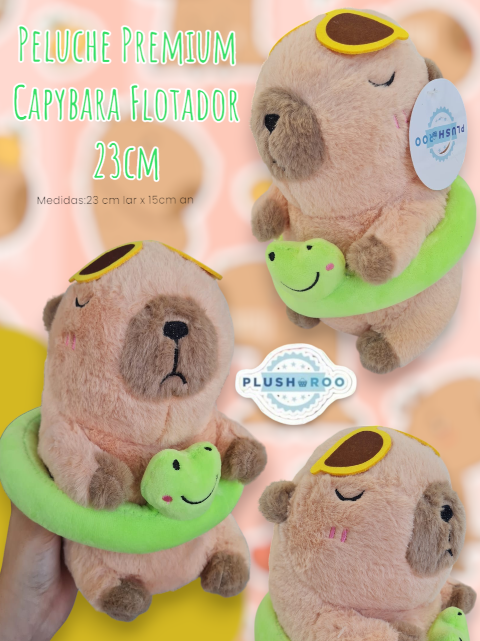Peluche Premium PLUSHAROO Capybara Flotador 23cm