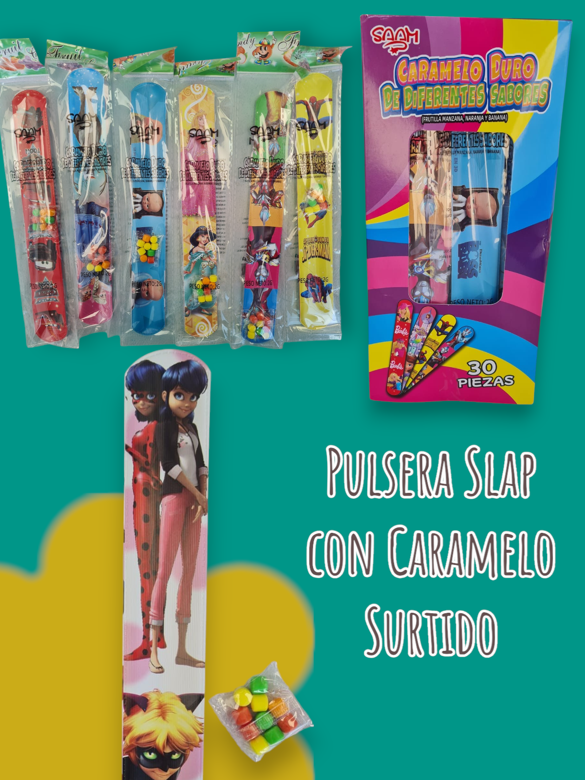 Pulsera magica ( Slap ) con Caramelo Surtido