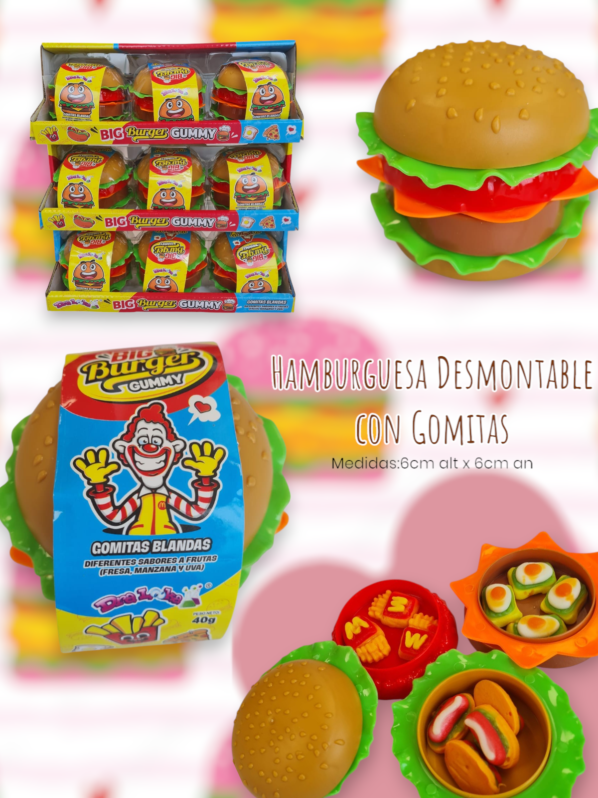 Hamburguesa Desmontable con Gomitas