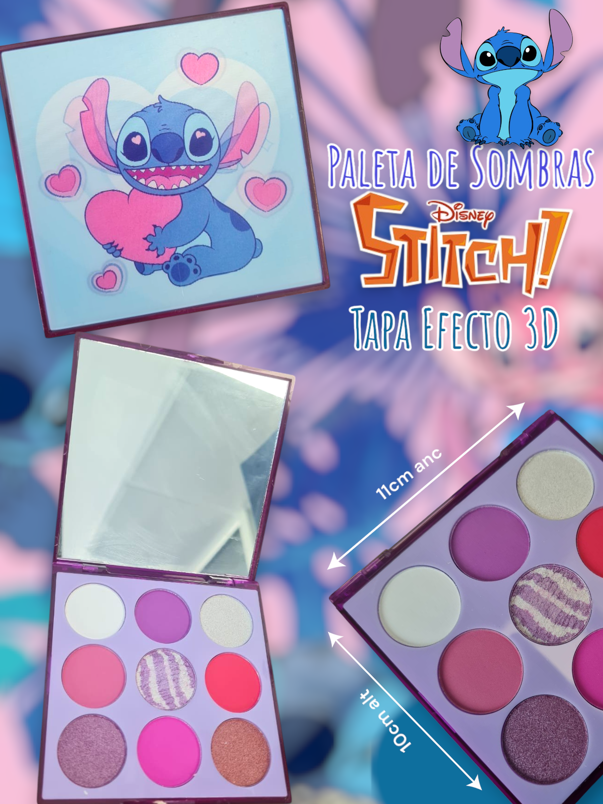 Paleta de Sombras Stitch Tapa Efecto 3D