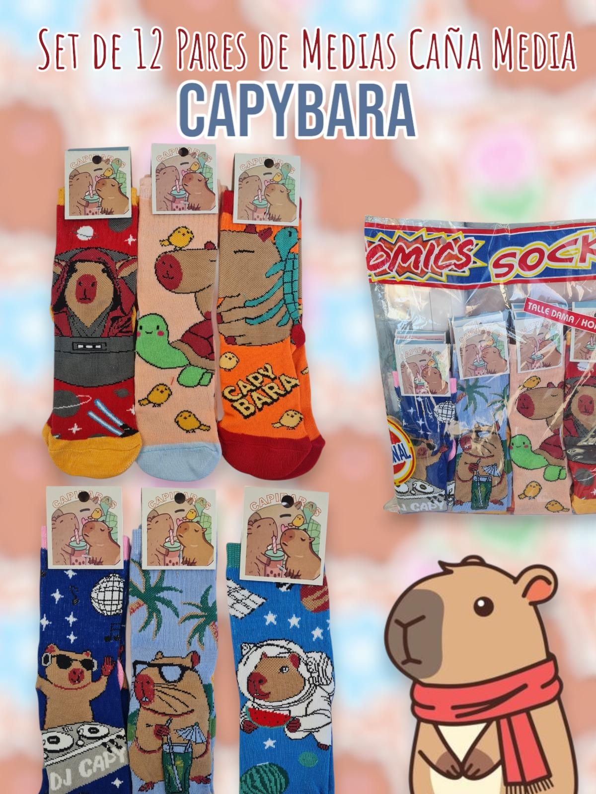 Set de 12 Pares de Medias Caña Media Capybara