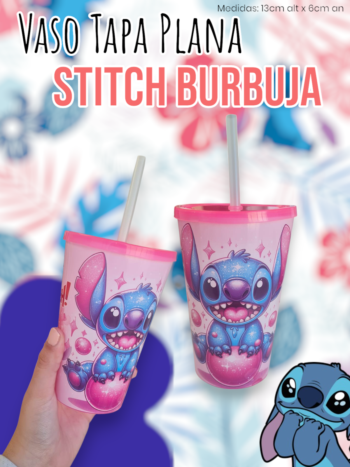 Vaso Tapa Plana Stitch Burbuja