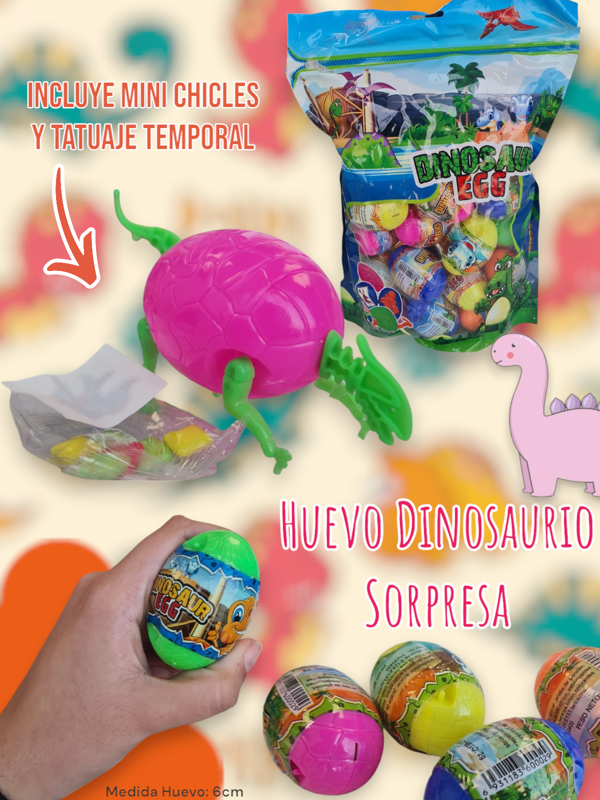 Huevo Dinosaurio Sorpresa 60mm