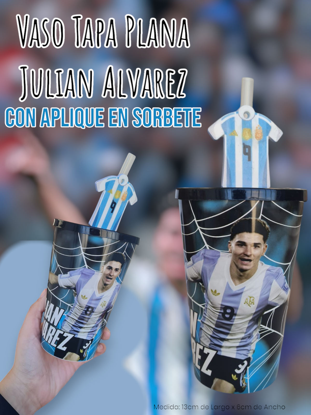 Vaso Tapa Plana Con Aplique en Sorbete Julian Alvarez 