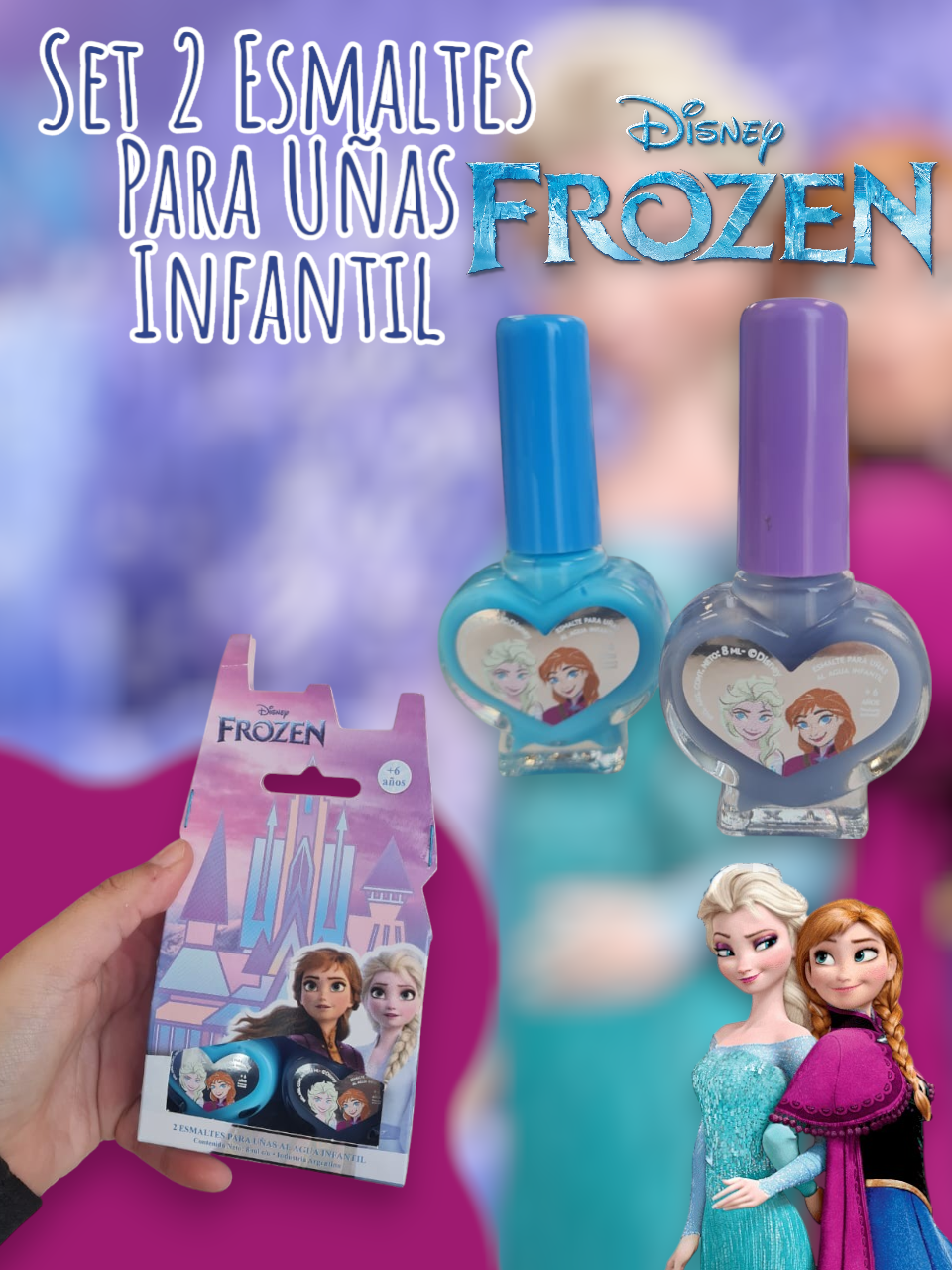 Set Castillo 2 Esmaltes Para Uñas Infantil Frozen