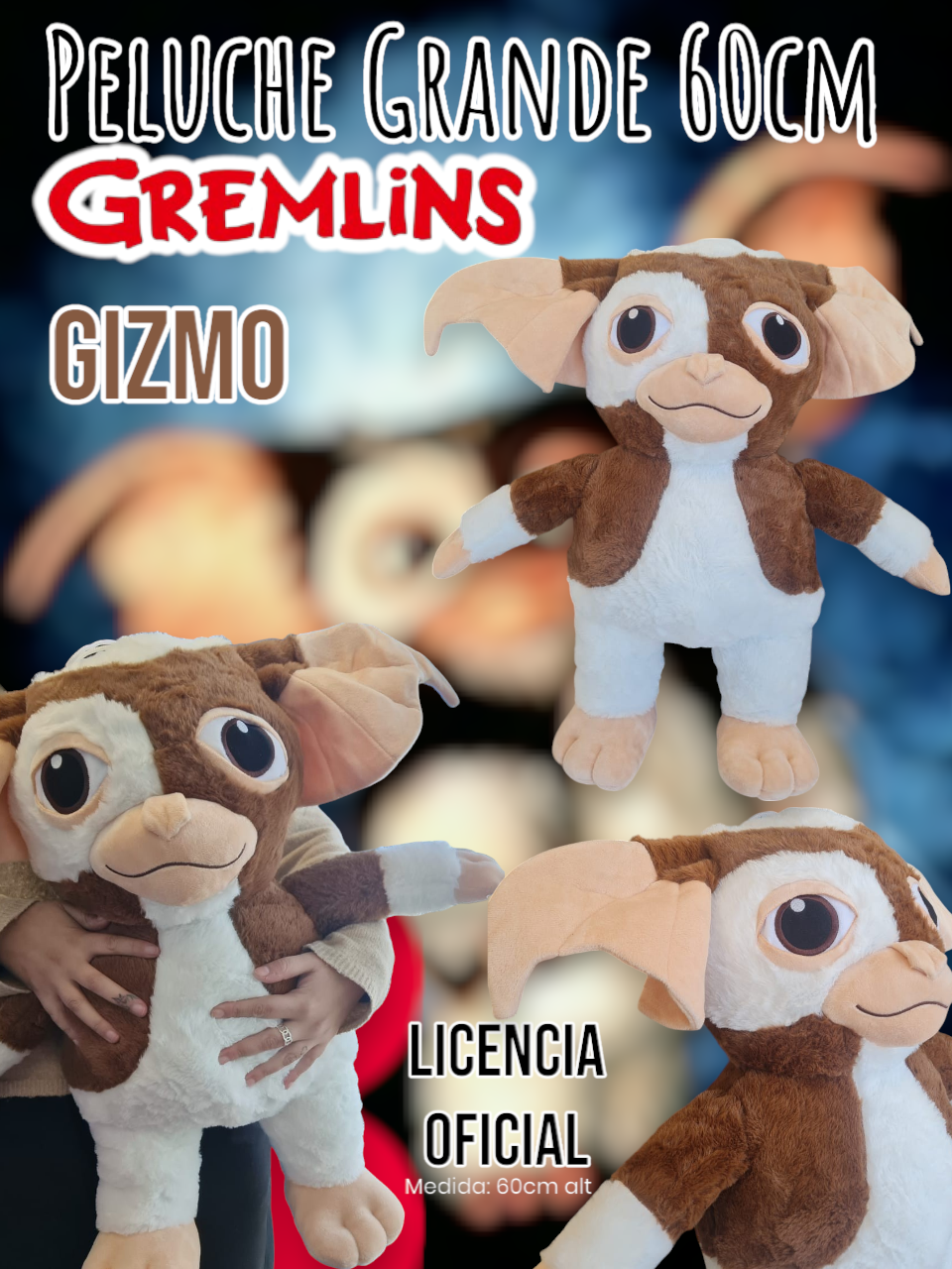 Peluche Grande Gremlins Gizmo Licencia Oficial 60cm