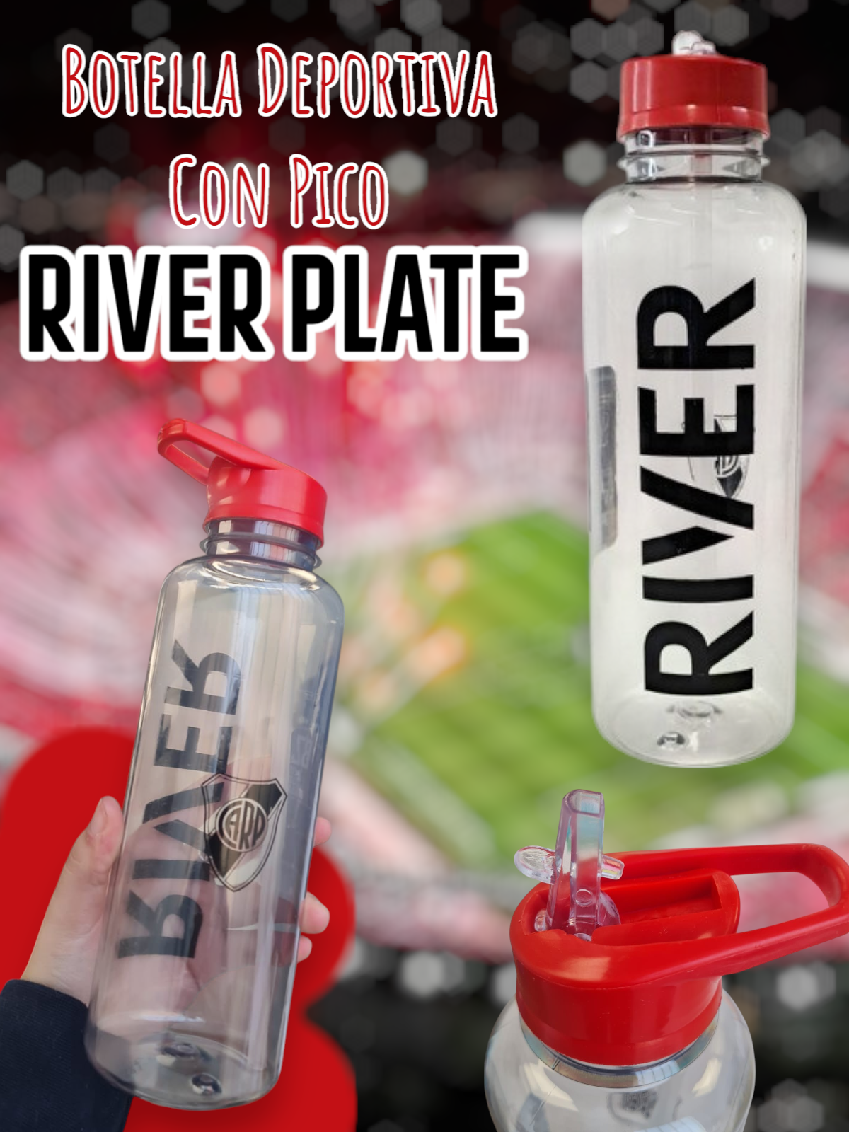 Botella Deportiva Con Pico River Plate licencia oficial