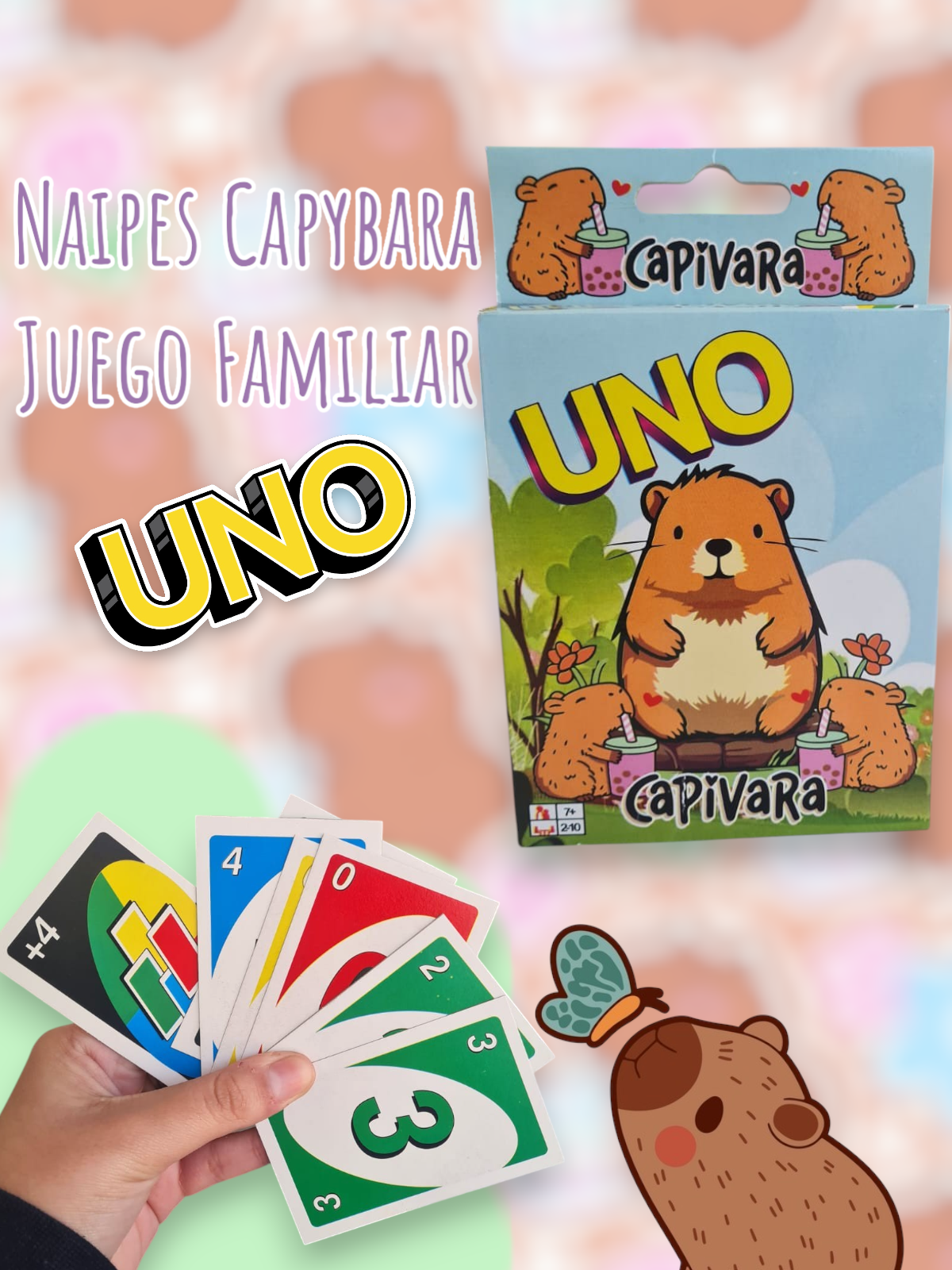 Naipes UNO Capybara Juego Familiar 