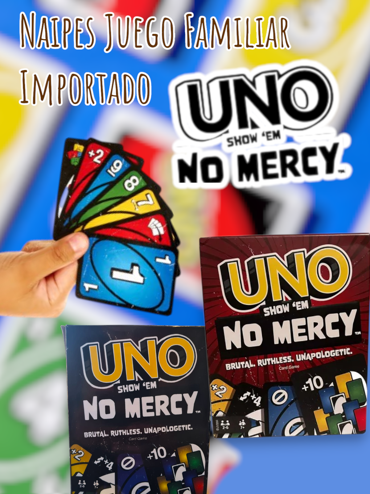 Naipes UNO No Mercy Juego Familiar Importado 