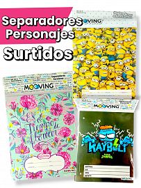 Separadores Carpeta Escolar Personajes Surtidos  MOOVING