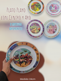 Plato Playo con Centro y Aro 6 Motivos Diferentes