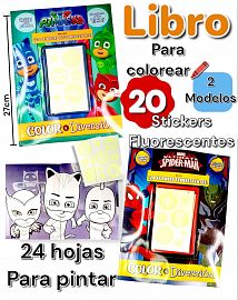 Libro COLOR Y DIVERSION Para Colorear 20 stickers Fluorescentes 27cm