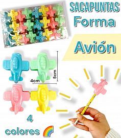Sacapuntas Forma AVION colores pastel