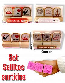 Set de Sellitos de madera Surtidos x 3