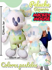 Peluche Gigante Premium PLUSHAROO 2023 Mickey Colores Pasteles 124CM