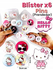 Blister de 6 PINS (Prendedor) HELLO KITTY