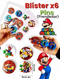 Blister de 6 PINS (Prendedor) SUPER MARIO BROSS
