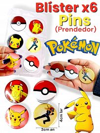 Blister de 6 PINS (Prendedor) POKEMON