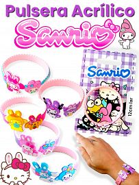 Pulsera ACRILICO Sanrio en Carton Exhibidor