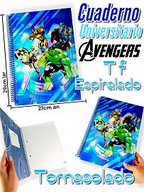 CUADERNO UNIVERSITARIO Tapa Flex ESPIRALADO AVENGERS